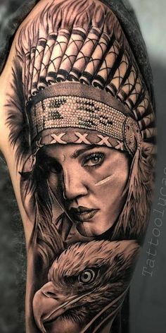 Trinity Tattoo, Catrina Tattoo, Native American Tattoo, Native American Tattoos, Native Tattoos, Aztec Tattoo, Indian Headdress