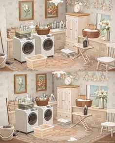 there are two pictures of the same laundry room