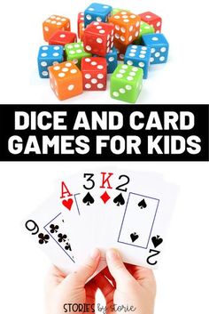 dice and card games for kids with text overlay reading dice and card games for kids