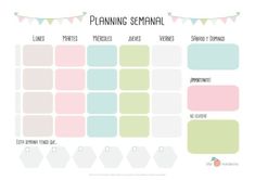 the printable planner is shown in pastel colors