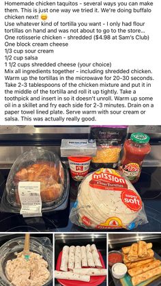 the ingredients for this recipe include chicken, cheese and other items to make it look like they