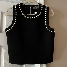 New Size Small Anthropologie Pearl Trim Cropped Knit Tank Top Pearl Top, Knit Tank Top, Anthropologie Top, Knit Tank, Knitted Tank Top, Knit Tanks, Girl Top, Diy Beads, Appliques