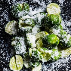 a pile of sugar covered brussel sprouts