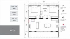 the floor plan for an office building with two separate rooms and one living room on each side