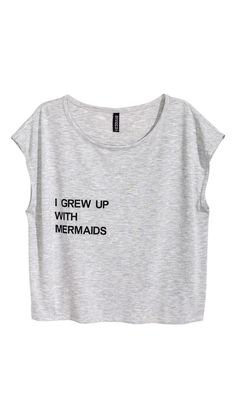 H&M I Grew Up With Mermaids Shirt Awesome Shirt Designs, Cap Sleeve Shirt, Cap Sleeve Top, Grey Tee, Top Sweater, Grey Shirt, Jersey Top, T Shirt And Shorts