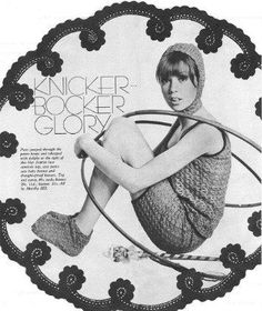 an advertisement for knitted socks with a woman sitting in a circle on the floor