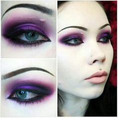 Gothic Purple Gothic Makeup, Scene Makeup, Cool Makeup Looks, Dope Makeup, Edgy Makeup, Goth Makeup