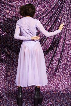 Lilac dress with gathered bust detail and multi panelled layered hemline. - Aza Fashions Purple Plain, Panelled Dress, Beauty Shoot, Current Styles, Lilac Dress, Fashion App, Full Sleeves, Dress For Women, Women Dresses