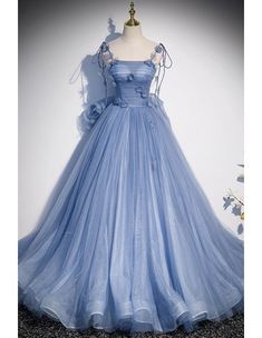 Formal Long Black Mermaid Evening Dress Off Shoulder - $78.48 #S1496 - SheProm.com Tulle Long Dress, Prom Dress Blue, Tulle Ballgown, Tulle Long Prom Dress, Blue Evening Dress, Blue Party Dress, Blue Dress Formal