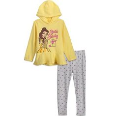 Be our guest to give your little princess the royal treatment with this Disney Beauty and the Beast Princess Belle Hoodie & Leggings! Head over to the castle for a ball full of dancing and great company like Cogsworth, Lumière, Mrs. Potts and Chip. Your little one will look so adorable in this cute, comfy and stylish long sleeve graphic hooded sweatshirt and cute and stylish leggings, she will always love wearing it. Hoodie And Leggings Outfit, Princess Hoodie, Hoodie And Leggings, Disney Toddler, Disney Princess Belle, Stylish Leggings, Cozy Winter Outfits, Leggings Outfit, Princess Belle