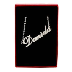 DANIELA- Italic Silver Tone Name Necklace - Personalized Jewelery - Free Gift Box & Bag - Christmas Office Necklace, Personalised Necklace, Christmas Gift For Her, Custom Name Necklace, Necklace Personalized, Box Bag, Christmas Bags, Christmas Gifts For Her, Personalized Necklace