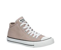 Converse Chuck Taylor All Star Madison Mid Women s Sneaker Keep your casual style old-school cool in the Chuck Taylor All-Star Madison Mid women s Sneaker , inspired by Converse Chuck Taylor All Star HI. Featuring a canvas upper with a Padded collar & tongue for comfort, this lace-up Sneaker also has an OrthoLite insole for all-day cushioning. This easygoing kick looks great with dresses or jeans. Canvas upper Lace-up closure  Padded collar /tongueOrthoLite insole Rubber outsole Brown Converse, Converse Womens, Mid Top Sneakers, Rack Room Shoes, Rack Room, Brown Sneakers, Mid Top, Converse Chuck Taylor All Star, Womens Converse