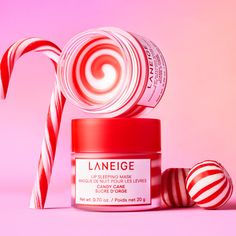 Lip Sleeping Mask Lip Gloss Laneige, Laneige Lip Balm Aesthetic, Laniege Lip Mask, Christmas Beauty Products, Laneige Candy Cane Lip Mask, Lip Masks, Linage Lip Mask, Baddie Christmas List, Lanage Lip Products