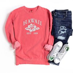 Looking for a cute versatile top to wear? Make sure to grab one of our Graphic Sweatshirts! This soft and comfortable shirt is the perfect top for any outfit. It can be paired with biker shorts, Jeans, or the classic stay at home sweats! This sweatshirt is true-to-size, so be sure to order your regular size! If you are looking for a more oversized look, make sure to size up. Casual Screen Print Sweatshirt For Spring, Casual Washed Sweatshirt For Spring, Casual Cotton Summer Sweatshirt, Casual Cotton Sweatshirt For Summer, Acid Wash Crew Neck Tops, Acid Wash Crew Neck Comfortable Tops, Acid Wash Comfortable Relaxed Fit Tops, Casual Tie Dye Sweatshirt For Spring, Acid Wash Relaxed Fit Comfortable Tops