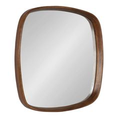 a mirror that is made out of wood and has a wooden frame on the side