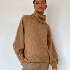 Never Been Worn, New With Tags! Cozy Sweater From Aritzia Size M Oversized Turtleneck Sweater, Voluminous Sleeves, Oversized Turtleneck, Sweater Oversized, Sweater Oversize, Wool Turtleneck, Denim Leggings, Funnel Neck, Oversized Sweater