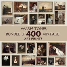 the cover of warm tones bundle of vintage art prints