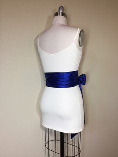 "Cobalt Satin Sash Cobalt Blue Sash, Bridal Sash Blue Wedding Dress Sash Dark Royal Blue Dress Sash Cobalt Wedding Gown Sash Satin Swank Make this Satin Swank® reversible waist sash the perfect finishing touch for your wedding, bridesmaid, or special occasion dress, or just the right piece to add instant polish to your dress or top. This extra long version is 3.5 inches wide, 120 inches long, and will wrap around most waist sizes two times with a generous length remaining to tie in a bow or a si Blue Party Dress With Sashes, Blue Wedding Dress With Satin Bow, Blue Wedding Dress With Sashes, Blue Tie-back Wedding Dress, Blue Tie Back Dress For Wedding, Blue Tie-back Dress For Wedding, Dark Royal Blue Dress, Cobalt Wedding, Blue Wedding Dress