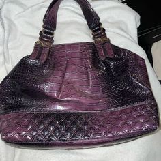 Beautiful New Bag, Purple And Black Ombr Purple Satchel With Large Capacity, Large Capacity Purple Satchel, Purple Satchel Shoulder Bag With Large Capacity, Large Capacity Purple Leather Bag, Purple Large Capacity Double Handle Satchel, Purple Tote Satchel For Everyday Use, Chic Purple Travel Shoulder Bag, Chic Purple Shoulder Bag For Travel, Chic Purple Satchel With Removable Pouch