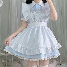 Kawaii Sweet Ruffled Maid Lolita Dress Experience elegance and cuteness with our Kawaii Sweet Ruffled Maid Lolita Dress. The ruffled design and maid-inspired style will make you stand out in any event. Embrace your inner sweetness and charm with this unique and playful dress. Size Info. XS: Bust 80 cm. Waist 64 cm S: Bust 84 cm. Waist 68 cm M: Bust 88 cm. Waist 72 cm L: Bust 92 cm. Waist 76 cm XL: Bust 94 cm. Waist 80 cm 2XL: Bust 100 cm. Waist 84 cm All measurements are approximate and can vary slightly. Please check size info. before order. Kawaii Swimsuit, Girl Uniform, Dark Academia Clothing, Style Kawaii, Cottagecore Fashion, Kawaii Dress, Girls Uniforms, Maid Dress, Princess Style