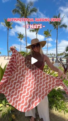 Monica D 🌺 Hawaii 🏖 Beach on Instagram: "Share this with someone who is going on vacation! * Here are 3 ways to wear a sarong, classic wrap skirt, head band and a halter top . * Asymmetrical sarongs are tricky but you can definitely wear them in more ways than one! * All 3 ways can be used on your vacation,  you can wear the skirt to go to the beach or pool , you can wear head band anytime and you can wear the top to dinner ,perfect for all your vacation outfits! It comes very handy when you are traveling with carry on and not taking too many outfits. * Comment SARONG to get a link with outfit details 🔗  Sarong and swimsuit are under $30 , both are ON SALE  right now, bathing suit fits true to size, comes in different colors,  tummy control, good coverage on the back and good quality" How To Tie Sarong Beach Covers, Beach Sarong Wrap, Bathing Suit Fits, Sewing Swimwear, 3 Ways To Wear, Sarong Skirt, Beach Sarong, Go To The Beach, Beach Skirt