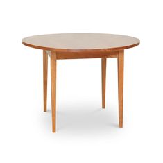 a wooden table with two legs and a small round top on an isolated white background