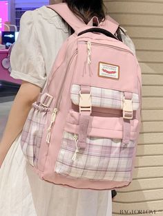 BagForLove - Preppy School Backpack with Plaid Pattern, Release Buckle, and Classic Decor Product Description Color Pink Composition 100% Polyester Pattern Type Plaid Material Polyamide Size Chart INCH CM Handle Height Strap Length Bag Height Bag Width Bag Length 0.8/2 inch 35 inch 17.7 inch 6.7 inch 12.2 inch Handle Height Strap Length Bag Height Bag Width Bag Length 2/5 cm 89 cm 45 cm 17 cm 31 cm Details Pictures Similar Products h2 { text-align: center; } /* æ¢è¡ */ li{ white-space: normal; Preppy Pink Bag For School, Preppy Pink Bags For School, Preppy Pink School Bag, Preppy Pink Standard Backpack, Trendy Bags With Adjustable Straps For Students, Pink Preppy Rectangular Backpack, Preppy Backpack With Adjustable Strap, Trendy Pink Backpack With Pockets, Trendy Pink Backpack With Adjustable Straps