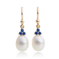 Sapphire Trio & Pearl Drop Earrings – Gump's Button Pearl Earrings, Sapphire Drop Earrings, Pink Pearl Necklace, Asian Jewelry, Freshwater Pearl Jewelry, White Pearl Earring, Book Jewelry, Pearl And Diamond Earrings, Baroque Pearl Necklace