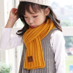 Trendy Fashion Solid Color Scarf - Baby Ear Warmer Scarves Woolen Knitted Children Neck Wrap, Women's Scarves Wraps Childrens Scarf, Winter Knit Scarf, Fall Scarf, Baby Scarf, Small Scarf, Scarf Material, Kids Scarf, Warm Scarf, Knitting For Kids