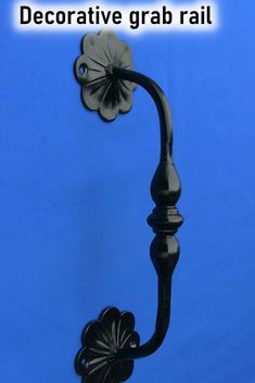 decorative grab rail with flowers on it against a blue background text reads decorative grab rail