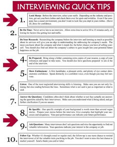 an interview sheet with arrows pointing to the top five tips for interviewing quick tips on how to