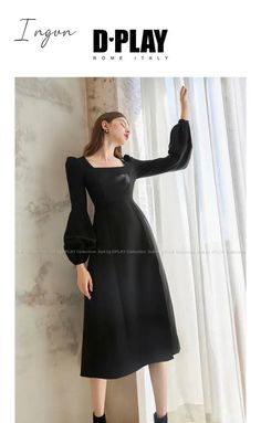 Silhouette: A-LINESeason: AutumnNeckline: Square CollarSleeve Style: Puff SleeveDecoration: NONEStyle: vintageDresses Length: Mid-CalfMaterial: COTTONMaterial: PolyesterMaterial: ChiffonAge: Ages 18-35 Years OldModel Number: WD-228Sleeve Length(cm): FullGender: WOMENWaistline: NaturalPattern Type: Solid Hepburn Style, Dress Women Elegant, Black Retro, Split Dress, Designer Dress, Womens Black Dress, Light Blue Denim, Photo Colour, Fall Dresses