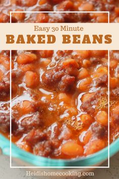 baked beans in a bowl with text overlay