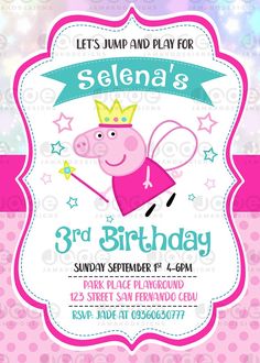 pep the pig birthday party card