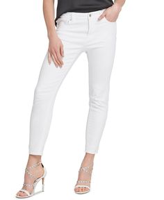 Dress up your denim look with these Dkny jeans| in a white wash that elevates a casual ensemble Roll Jeans, Dkny Jeans, Jeans White, Straight Leg Denim, Grey Denim, Blue Denim Jeans, White Wash, Casual Jeans, High Jeans