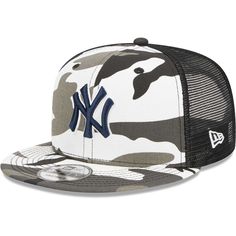 The right team cap is an essential piece to your game day look. Ensure you're stepping it up this season by adding this New York Yankees Urban Camo Trucker 9FIFTY hat. This bold snapback from New Era features an unmissable New York Yankees logo embroidered on the crown and mesh mid and rear panels for a breezy feel. In addition, its camo pattern on the front panels shows that your unrelenting team spirit is nothing to hide. Snapback Structured fit Wipe clean with a damp cloth High Crown Imported Sporty Flat Brim Trucker Hat For Fan Merchandise, Urban Hat For Baseball Season, Urban Style Hat For Baseball Season, Casual Visor Trucker Hat For Fans, Casual Team-colored Trucker Hat With Flat Brim, Casual Trucker Hat With Team Colors, Casual Trucker Hat With Flat Brim In Team Colors, Casual Flat Brim Trucker Hat For Fan Gear, Casual Snapback Hat For Baseball Season Fan Gear