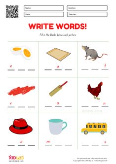 the worksheet for writing words with pictures on it and an image of a mouse