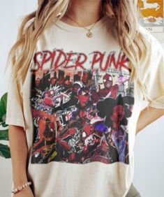 Introducing the Spider Punk Shirt, a must-have for all the rebellious souls out there! This edgy and eye-catching shirt features Jersey Bedding, Spider Punk, Punk Shirt, The Spider, Royal Red, Eco Friendly Fashion, Home T Shirts, 3d T Shirts, Embroidered Shirt