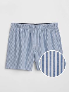 Smooth poplin weave.  Elasticized waistband.  Allover yarn-dyed stripes. Cute Sewing Projects, Fire Fits, Old Money Style, Presents For Men, Style Change, Vacation Outfits, 404 Page Not Found, New Outfits, Blue Stripes