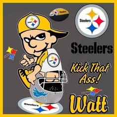 an image of a cartoon character with the pittsburgh football team on it's helmet