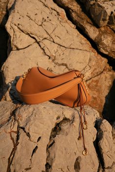 Deià Handmade Nappa Leather Shoulder bag with Hanging Organic Rings Organic Gold Ring, Organic Rings, Aging Beautifully, St Tropez, Nappa Leather, Handmade Bags, Leather Cord, Leather Shoulder Bag, Caramel