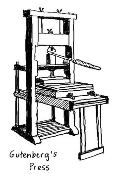 a drawing of a machine with the words gutenberg's press