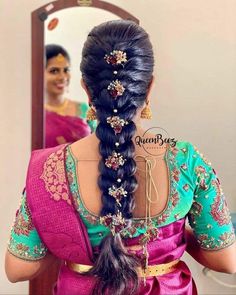 Indian Hairstyles For Saree, Wedding Reception Hairstyles, Loop Braid, Hairstyle Indian, Reception Hairstyles, Hairstyles For Indian Wedding, Bridal Hairstyle Indian Wedding, Hair Style On Saree