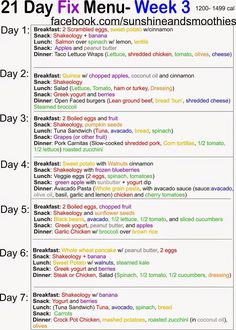 Sunshine and Smoothies Fitness: 21 Day Fix Menu - Week 3