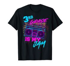 PRICES MAY VARY. Back to school tee for any 3rd grade teacher or student. Perfect outfit for first day, 100 days of school, field day or any day! Great to show school wide teacher faculty unity and are a great tee for your early childhood crew. 3rd grade students will love this classic 80s 90s design. Old school memories of retro arcade games, boomboxes, bmx, and mall outings. Makes a great teacher present for teacher appreciation. Your school supply list isn't complete without this perfect tee. Retro School T-shirt With Text Print, Retro Letter Print T-shirt For School, Retro Text Print T-shirt For School, Retro Black T-shirt For School, Retro Crew Neck T-shirt For Back To School, Old School Memories, 80s Costume Party, Retro Workout, Present For Teacher