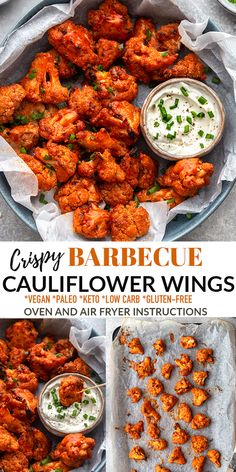 the recipe for crispy barbecue cauliflower wings is shown