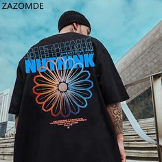 Streetwear Summer Men, T Shirt Cartoon, Hip Hop T Shirt, Hip Hop Shirts, Kids Summer Fashion, Cartoon Flowers, Half Sleeve Tops, Streetwear Summer, Harajuku Streetwear