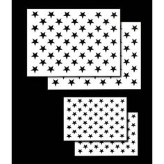 three black and white stars are shown in the shape of squares