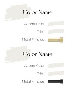 three different types of paint colors and their names