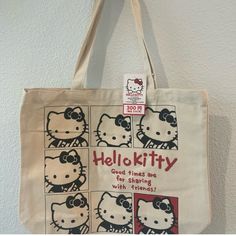 Sanrio Hello Kitty Tote Bag Daiso Japan Limited Item New From Japan. New With Tags Casual Hello Kitty Print Bags For Shopping, Casual Hello Kitty Print Tote Shoulder Bag, Casual Hello Kitty Everyday Bags, Cute Beige Canvas Shopping Bag, Casual White Hello Kitty Shoulder Bag, Casual Hello Kitty Bags For Daily Use, Casual Hello Kitty Shoulder Bag For Daily Use, Sanrio Tote, Hello Kitty Tote Bag